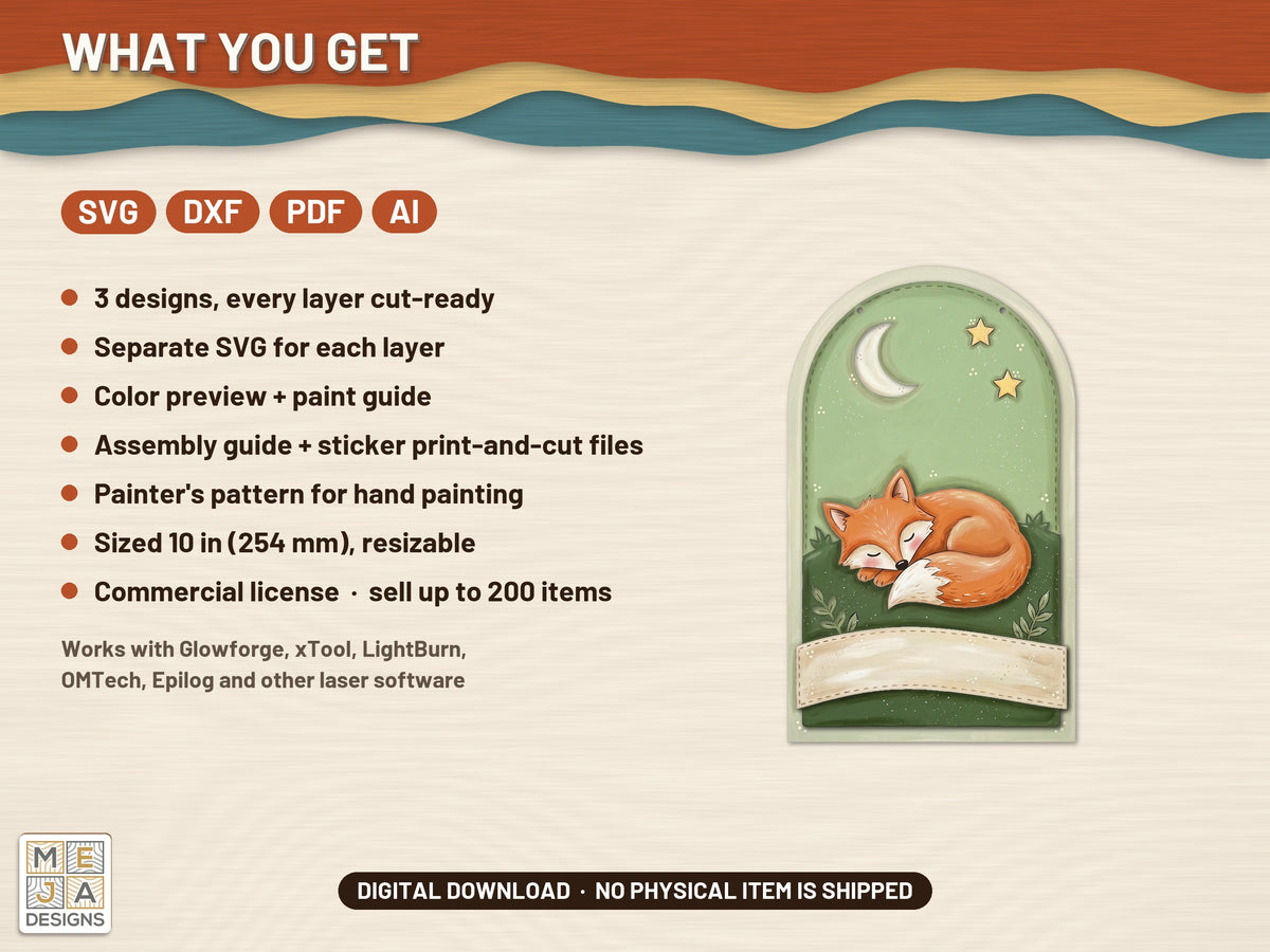 Woodland Animal Sign Set laser cut file: what the download holds