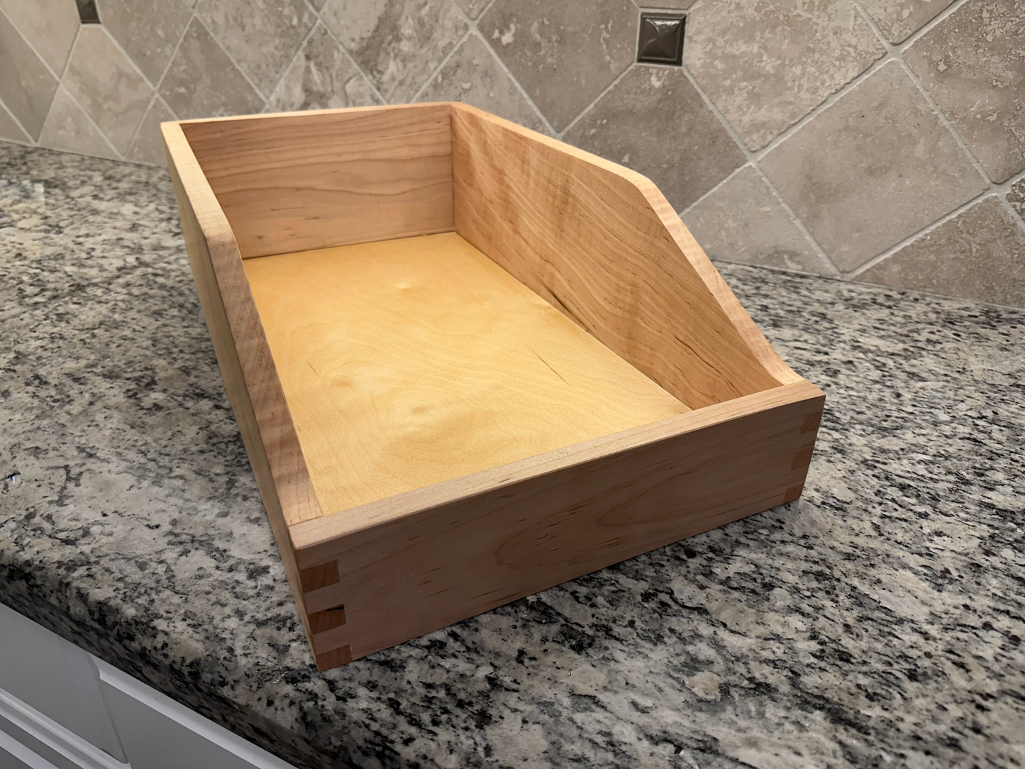 Drawer | Maple, Box Joints, 5/8" Sides, 1/4" Birch Ply Bottom, Clear Coated, Scooped Front