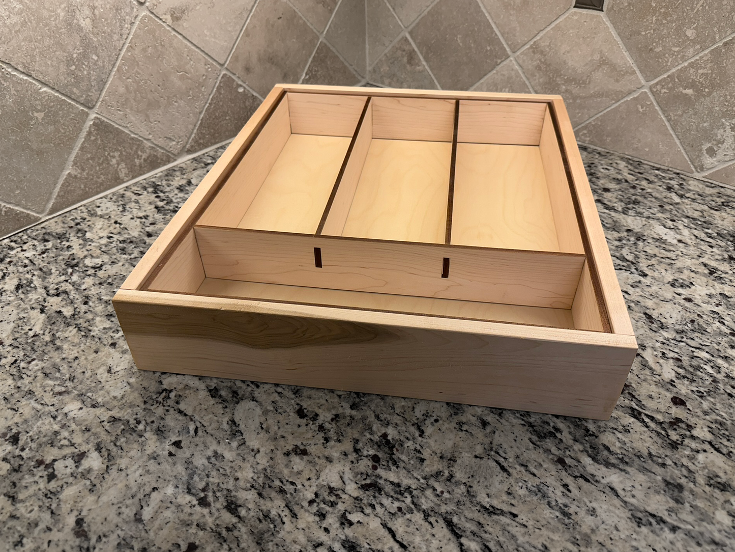 Drawer | Maple, Half Blind Dovetail, 5/8" Sides, 1/4" Birch Ply Bottom, Clear Coated, Insert Dividers