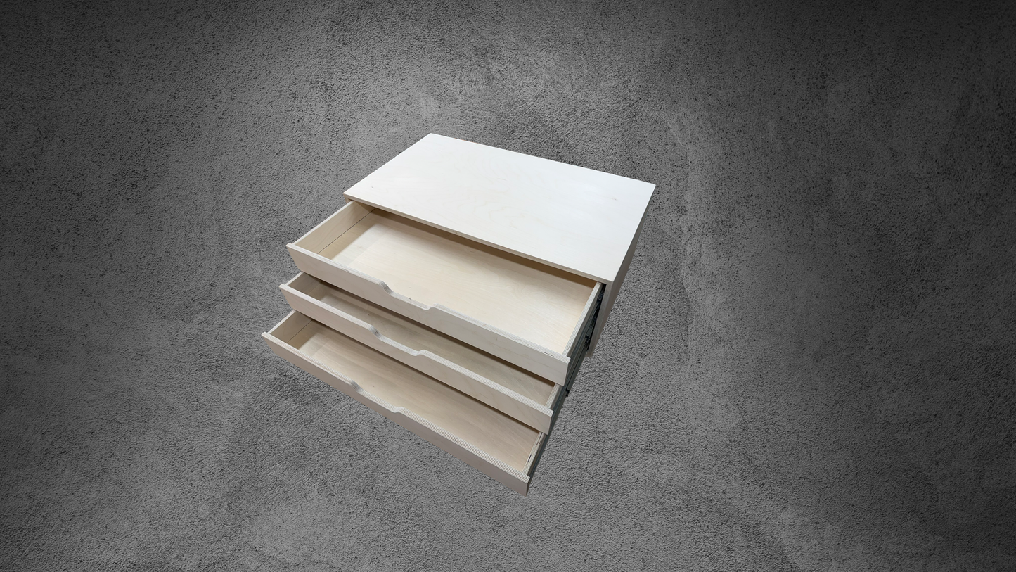 Drawer Unit | Baltic Birch Plywood, Half Blind Dovetail, 5/8" Sides, 1/4" Birch Ply Bottom, UnFinished, Pull Cutouts, Inset Drawer Front