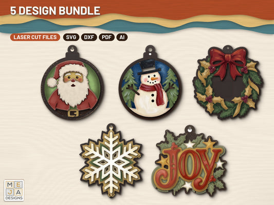 Classic Christmas Ornament Set (5 designs): bundle