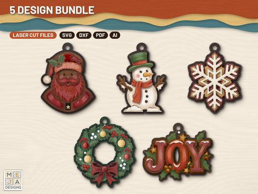 Festive Christmas Ornament Set (5 designs): bundle