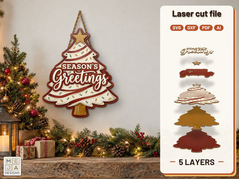 Candy Stripe Tree Sign Laser Cut File