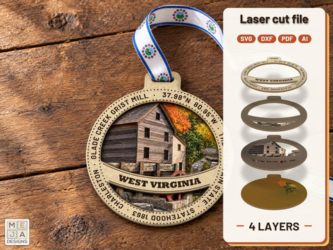 West Virginia State Ornament Laser Cut File