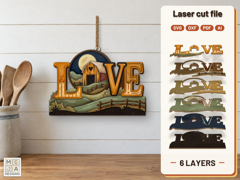 Rustic Barn LOVE Sign Laser Cut File