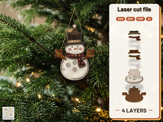 Rustic Plaid Snowman Ornament: hero