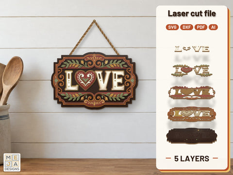 Rustic Folk LOVE Sign Laser Cut File