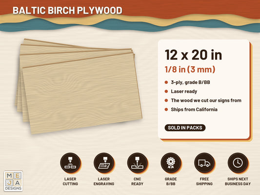 Baltic Birch Plywood Sheets 12 x 20 in, 1/8 in (3 mm): plywood