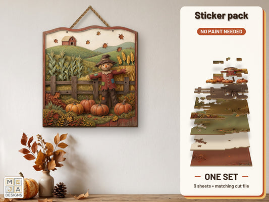 Rustic Autumn Scarecrow Sign sticker pack: the printed sticker pack