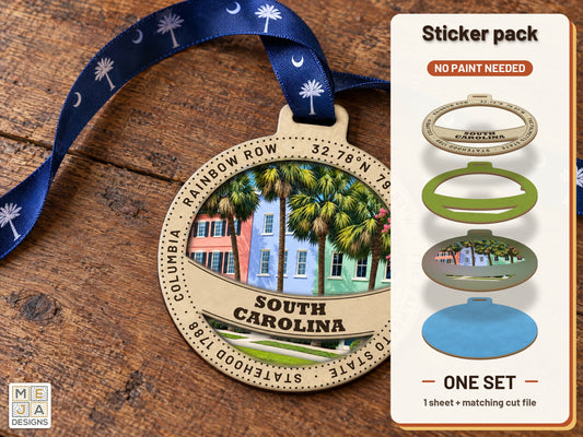 South Carolina State Ornament sticker pack: the printed sticker pack
