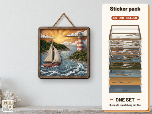 Lighthouse Bay Sailboat sticker pack: the printed sticker pack