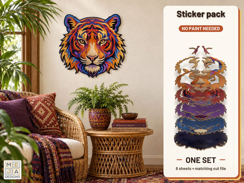 Swirl Tiger Head Sign Sticker Pack