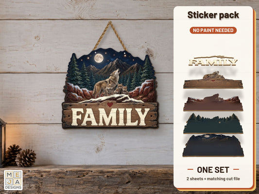 Howling Wolf Family Sign sticker pack: the printed sticker pack
