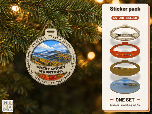 Great Smoky Mountains National Park Ornament sticker pack: the printed sticker pack
