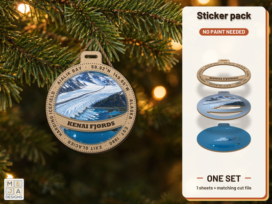 Kenai Fjords National Park Ornament sticker pack: the printed sticker pack