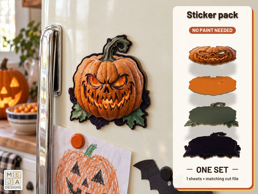 Jagged Grin Jack-O'-Lantern Magnet sticker pack: the printed sticker pack