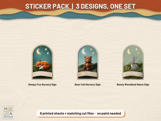 Woodland Animal Sign Set sticker pack: the printed sticker pack