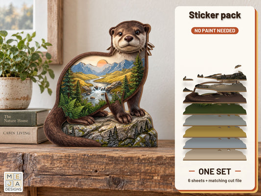 River Otter Shelf Sitter sticker pack: the printed sticker pack