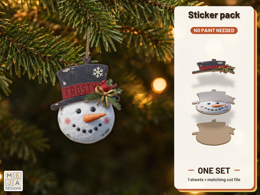 Frosty Snowman Ornament sticker pack: the printed sticker pack