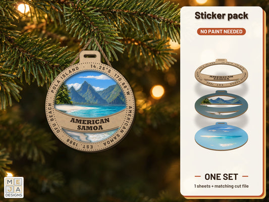 American Samoa National Park Ornament sticker pack: the printed sticker pack