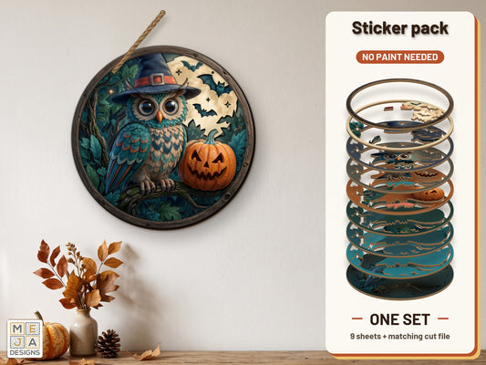 Witch Hat Owl Sign sticker pack: the printed sticker pack