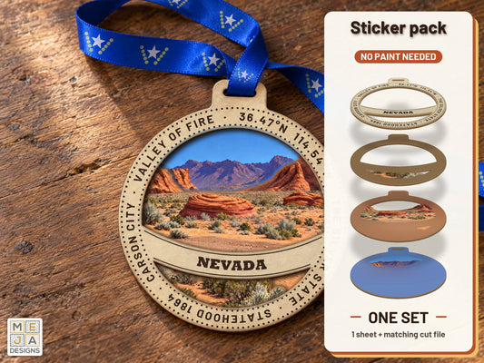 Nevada State Ornament sticker pack: the printed sticker pack