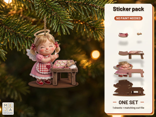 Baking Angel Ornament sticker pack: the printed sticker pack