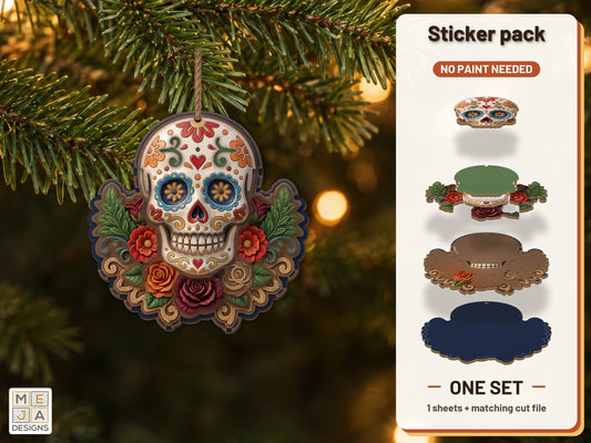 Sugar Skull Floral Magnet sticker pack: the printed sticker pack