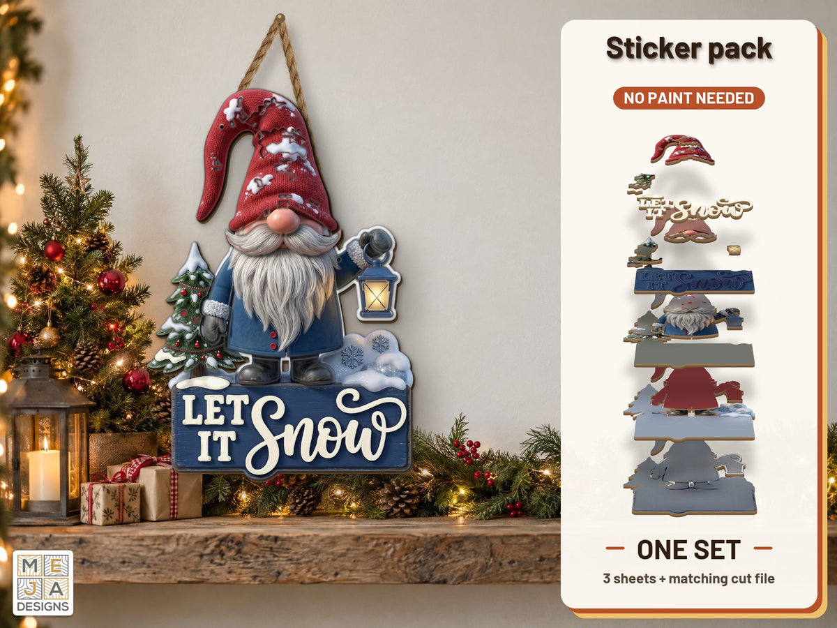 Let It Snow Gnome sticker pack: the printed sticker pack