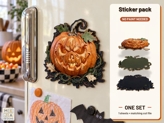 Fall Leaves Jack-O'-Lantern Magnet sticker pack: the printed sticker pack