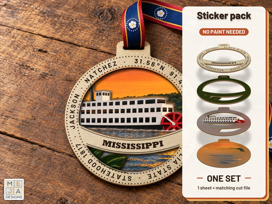 Mississippi State Ornament sticker pack: the printed sticker pack