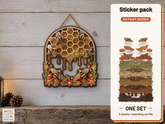 Honeycomb Bees Wall Hanger sticker pack: the printed sticker pack
