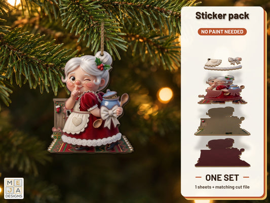Mrs. Claus Cookie Thief sticker pack: the printed sticker pack