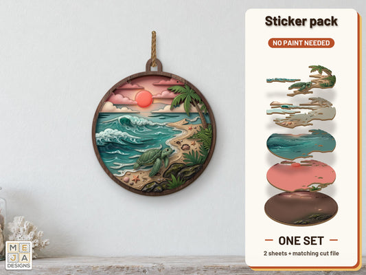 Sea Turtle Beach Hanger sticker pack: the printed sticker pack