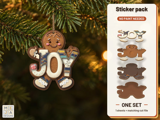 Gingerbread JOY Ornament sticker pack: the printed sticker pack