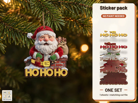 Santa Chimney Ho Ho Ho Ornament sticker pack: the printed sticker pack