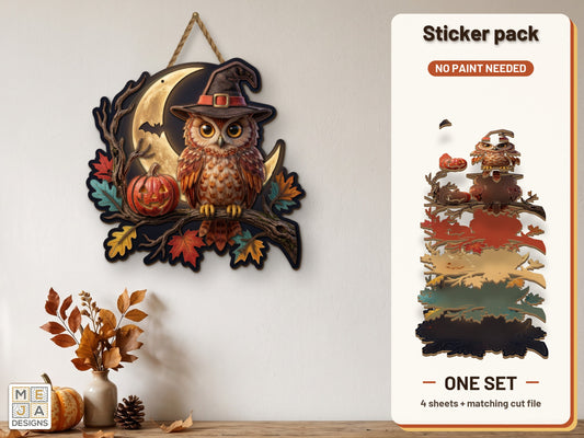 Witch Hat Owl Sign sticker pack: the printed sticker pack