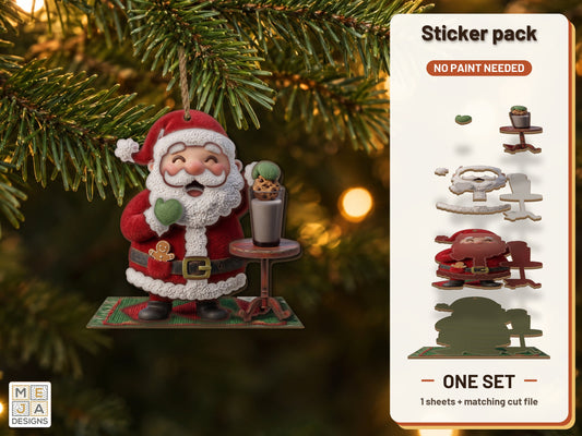 Santa Milk and Cookie Ornament sticker pack: the printed sticker pack