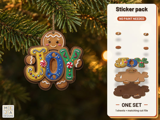 Gingerbread JOY Ornament sticker pack: the printed sticker pack