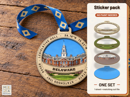 Delaware State Ornament sticker pack: the printed sticker pack