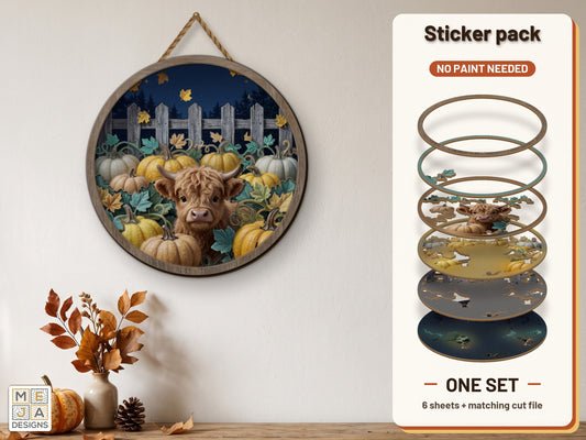 Highland Calf Pumpkin Patch sticker pack: the printed sticker pack