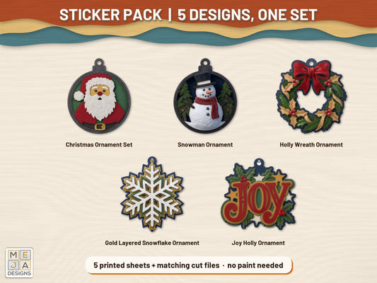 Classic Red & Gold Christmas Ornament Set sticker pack: the printed sticker pack