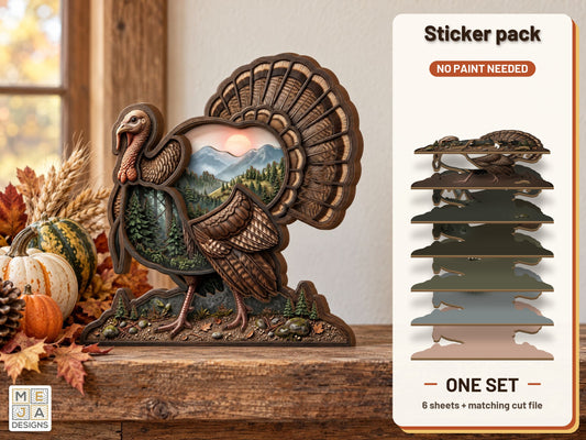 Wild Turkey Forest Sitter sticker pack: the printed sticker pack