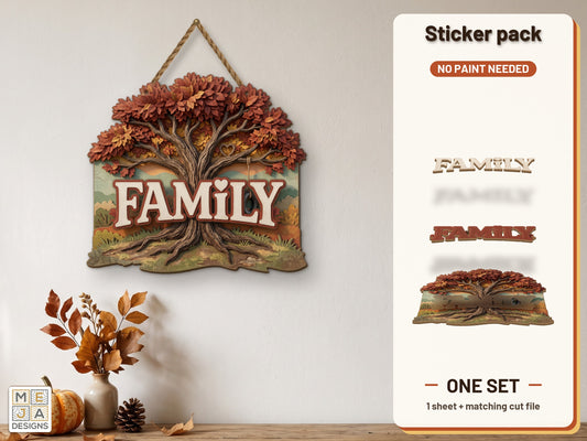 Rustic Family Tree Sign sticker pack: the printed sticker pack