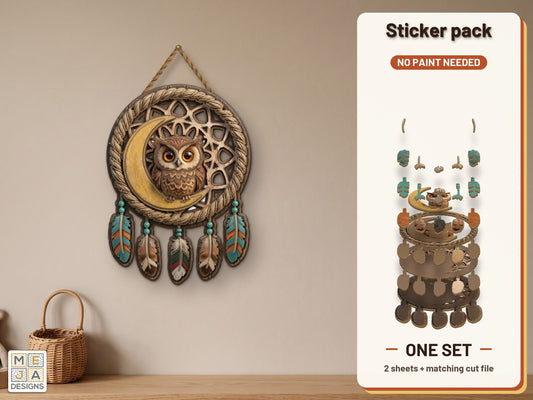 Owl Moon Dream Catcher sticker pack: the printed sticker pack