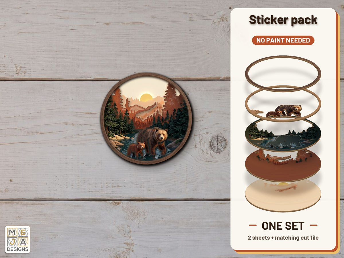 Momma Bear and Cub sticker pack: the printed sticker pack