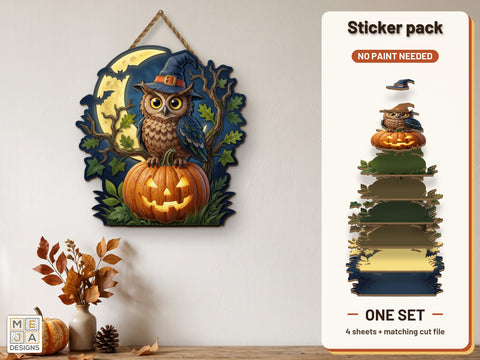 Witch Hat Owl Pumpkin Sticker Pack