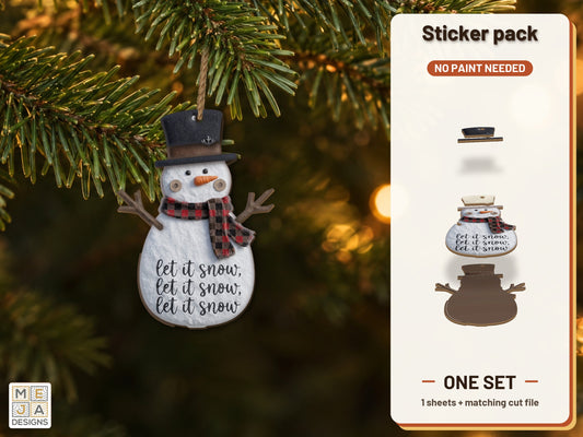 Let It Snow Snowman Ornament sticker pack: the printed sticker pack