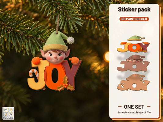 Elf JOY Ornament sticker pack: the printed sticker pack