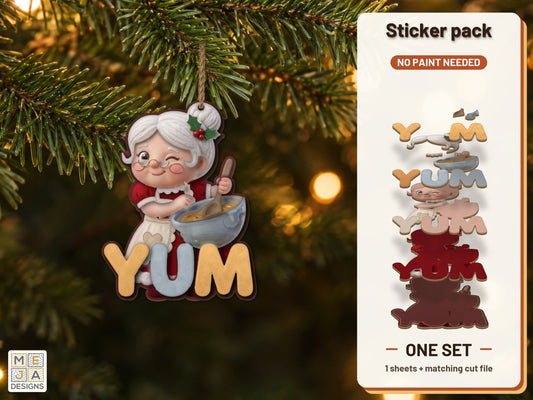 Mrs. Claus Baking Ornament sticker pack: the printed sticker pack